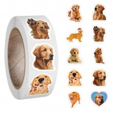 Rollo De 500 Stickers Perro Golden Retriever Razas Mascotas 